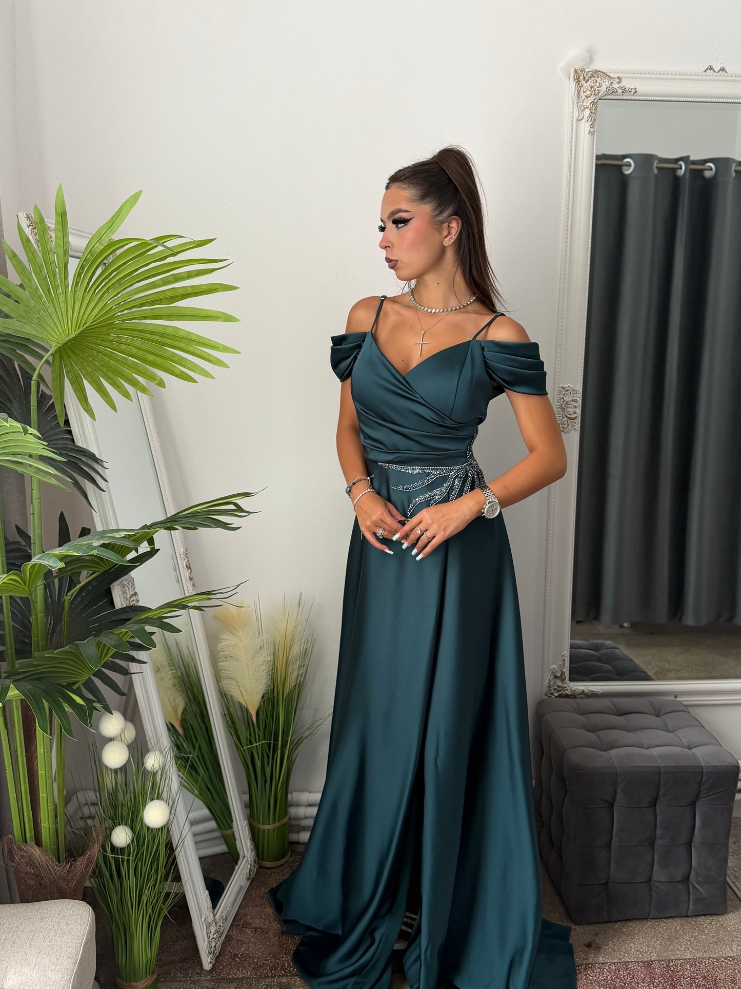 Rochie elegantă turcoaz KARINNA