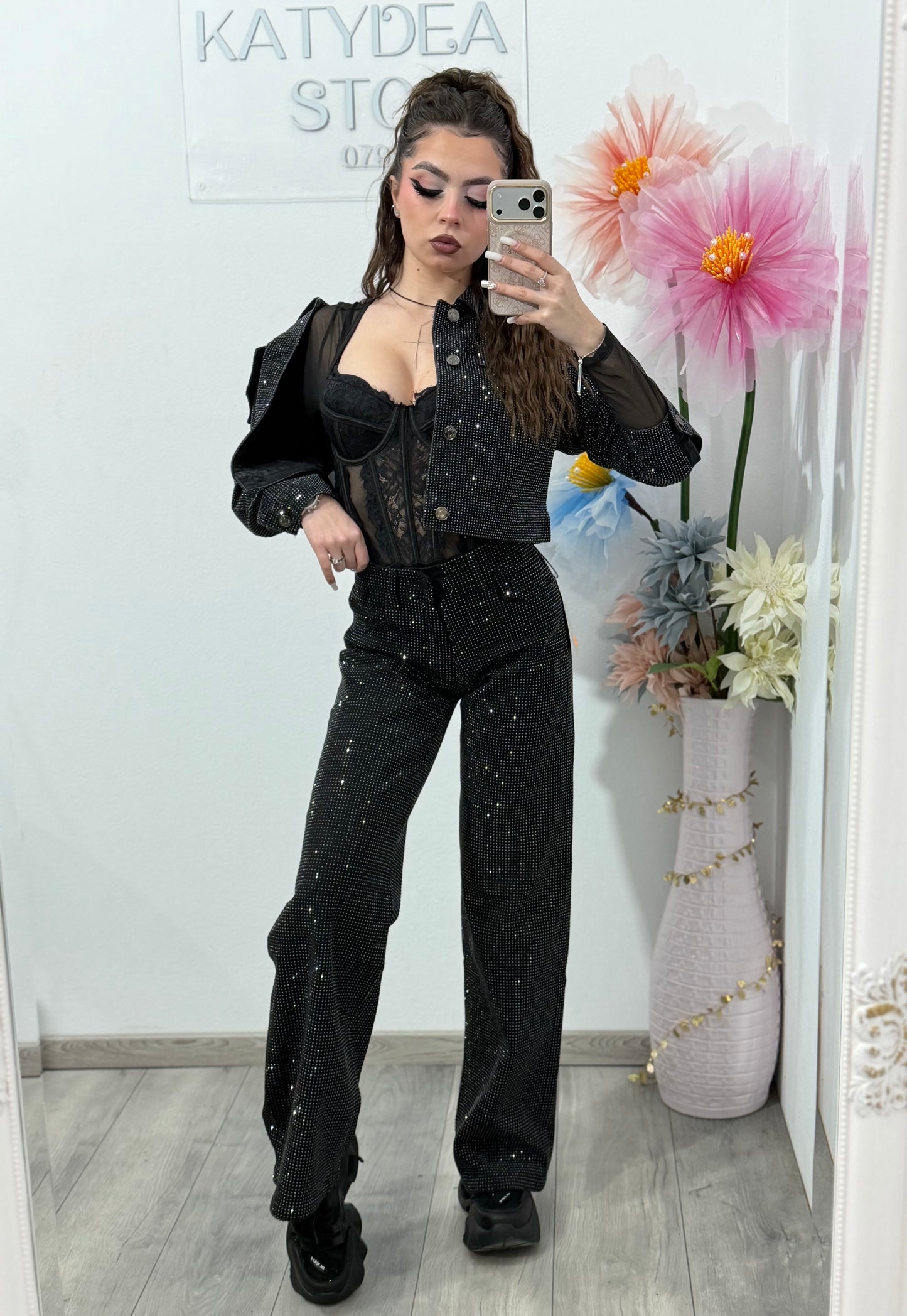 Blugi WideLeg full piatră Xonia