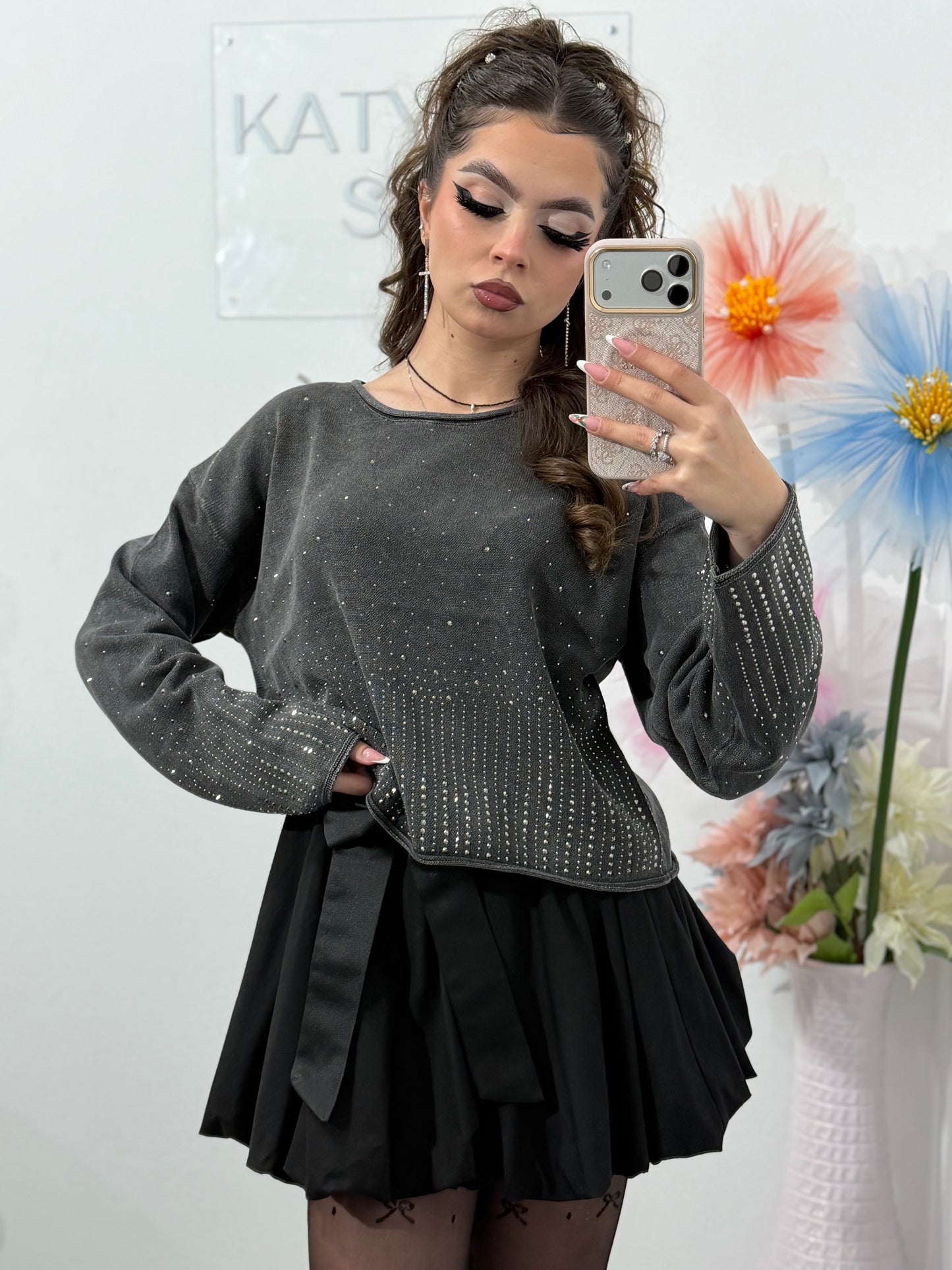 Bluză cu cristale ștanțate MARTA