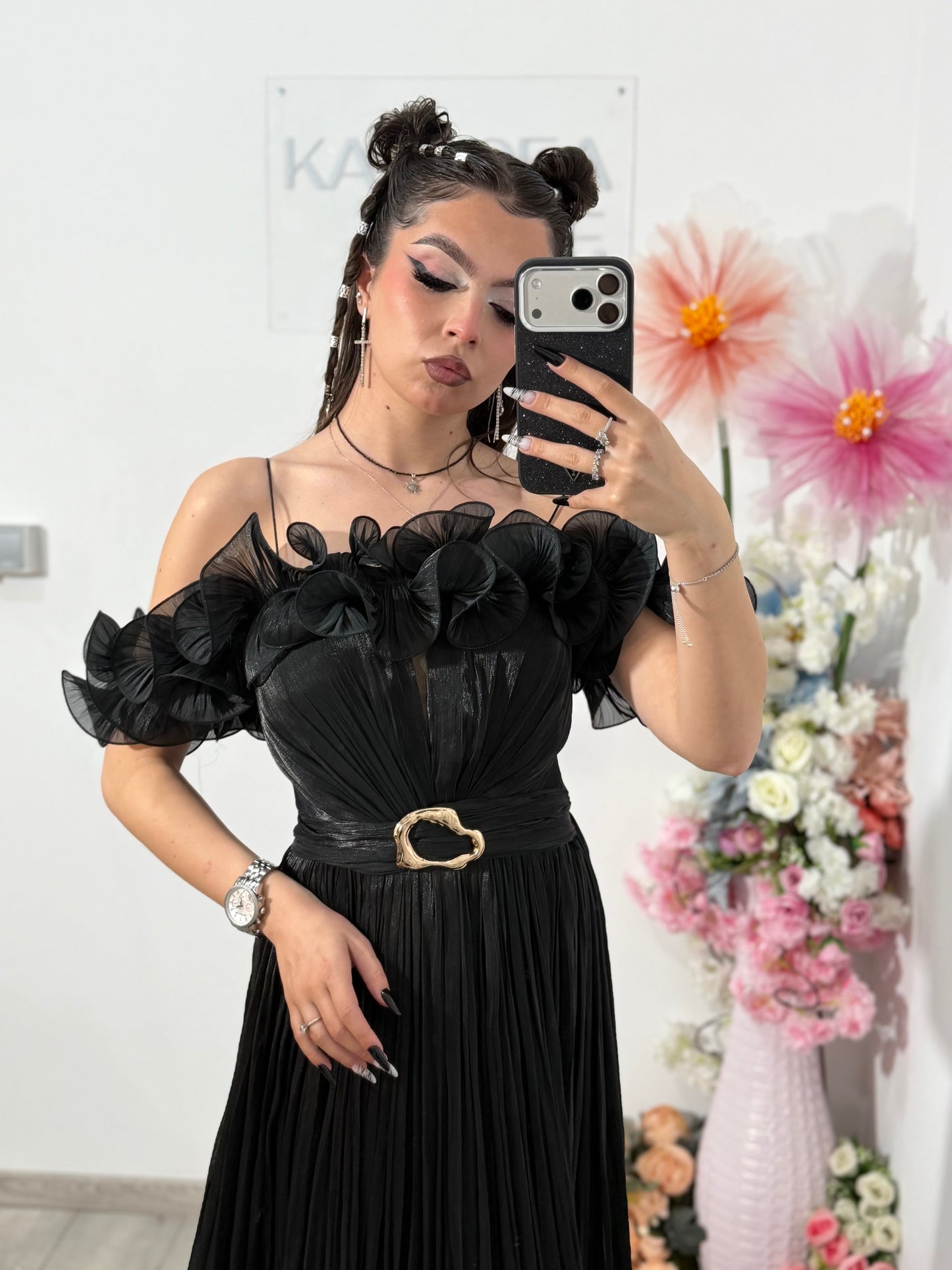 Rochie elegantă neagră PAULINNE