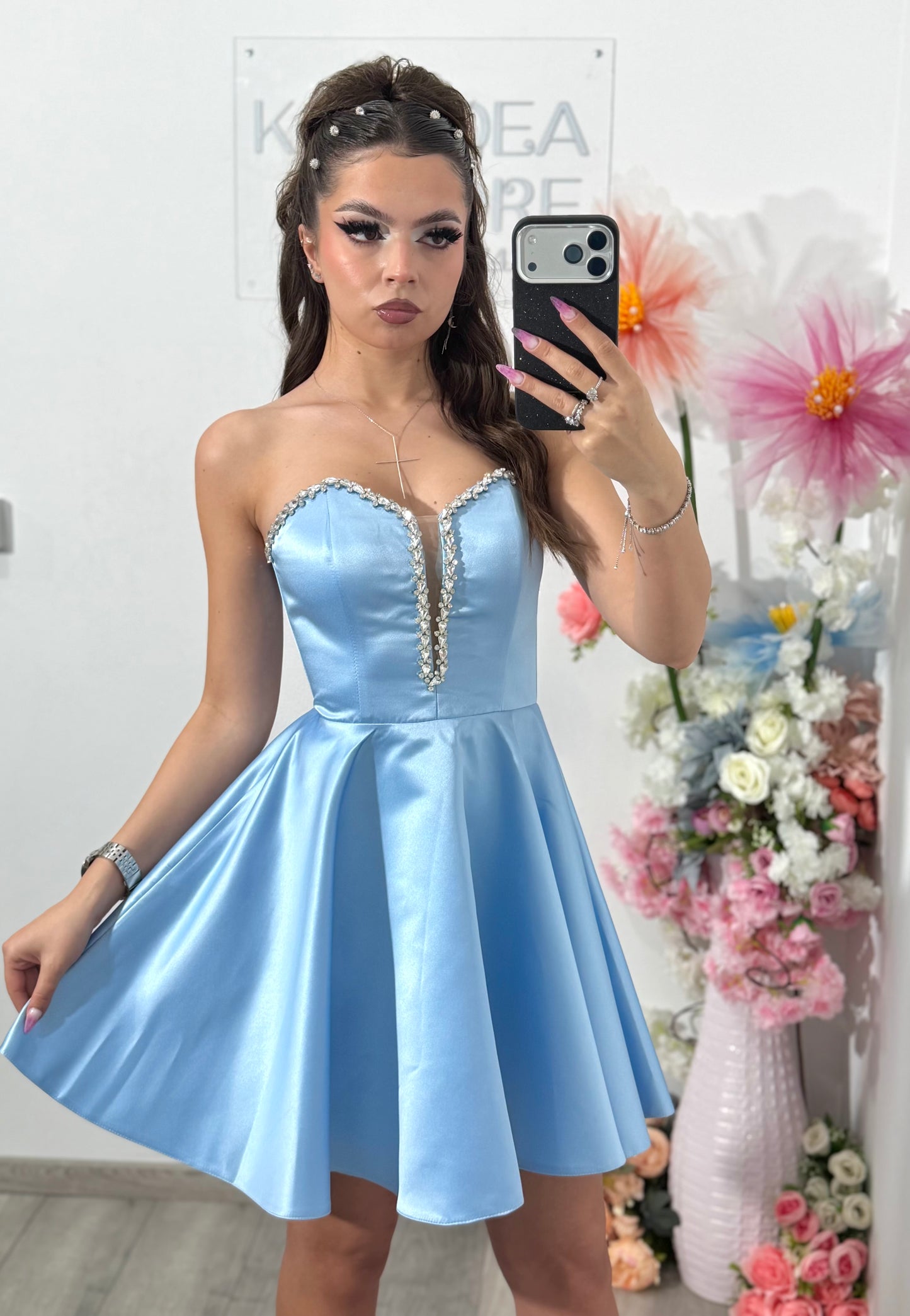 Rochie bleu din tafta Vanessa