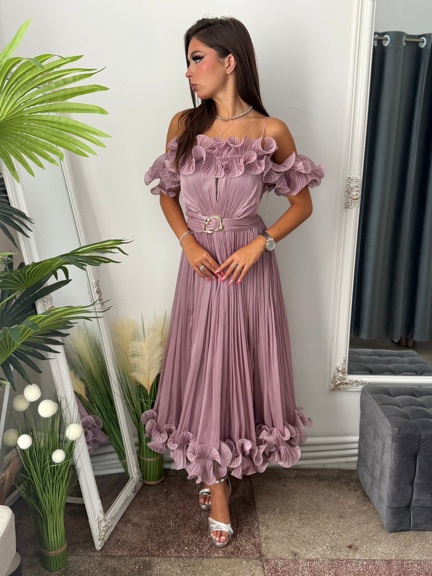 Rochie eleganta lila prafuit Paulinne