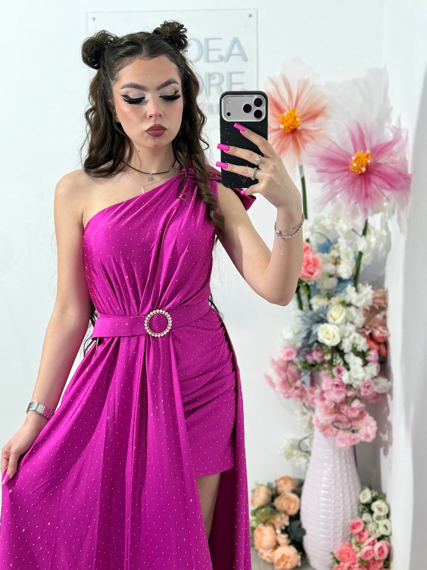 Rochie elegantă cu cristale fucsia Cleopatra