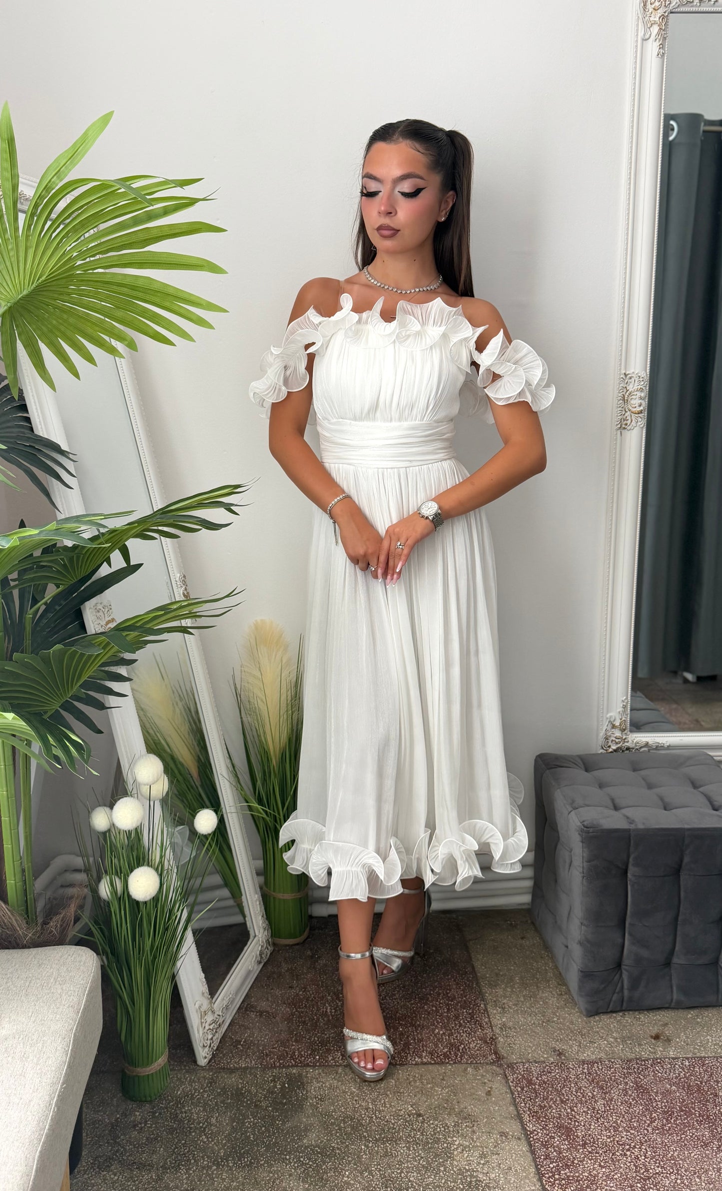 Rochie eleganta alba Paulinne
