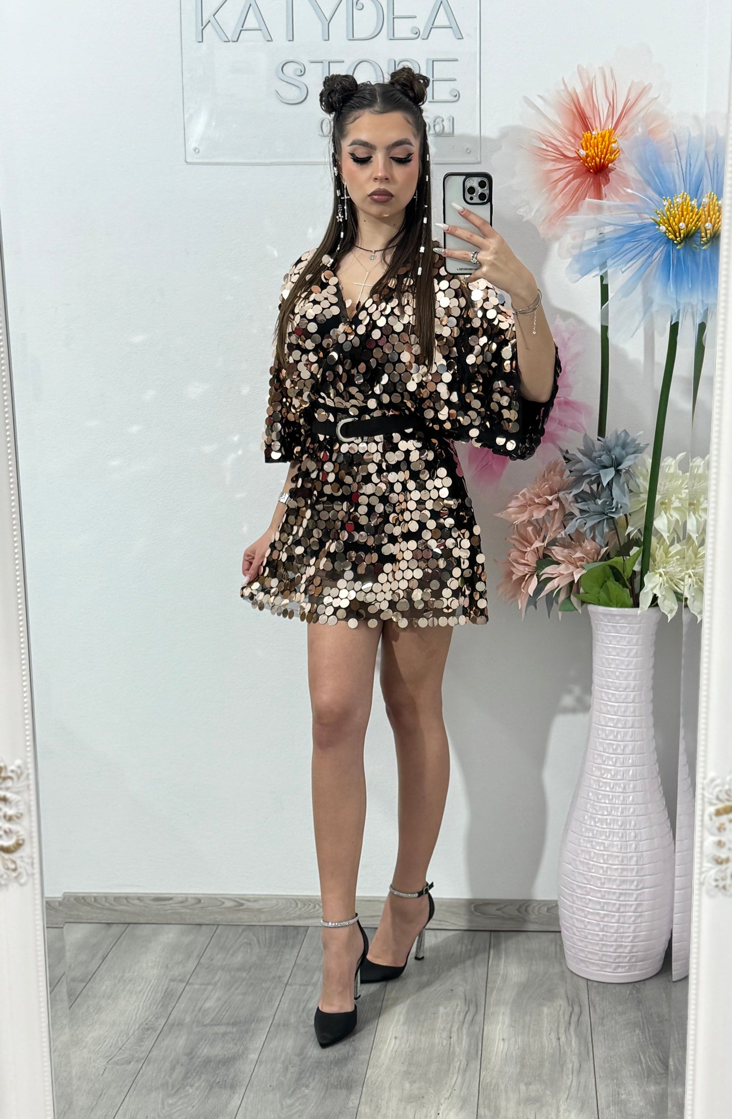 Salopetă din paiete aurii ALINNE