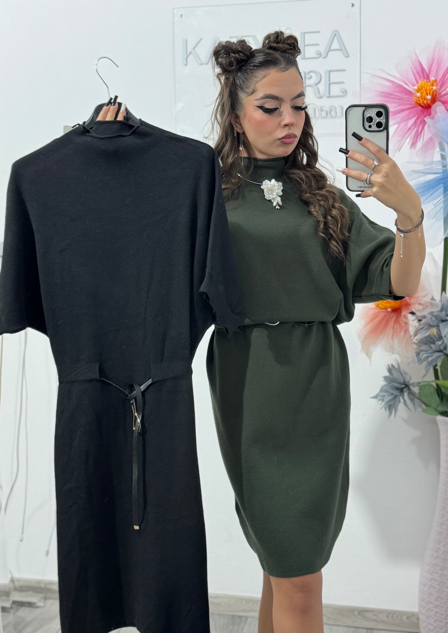 Rochie din tricot cu curea Bella