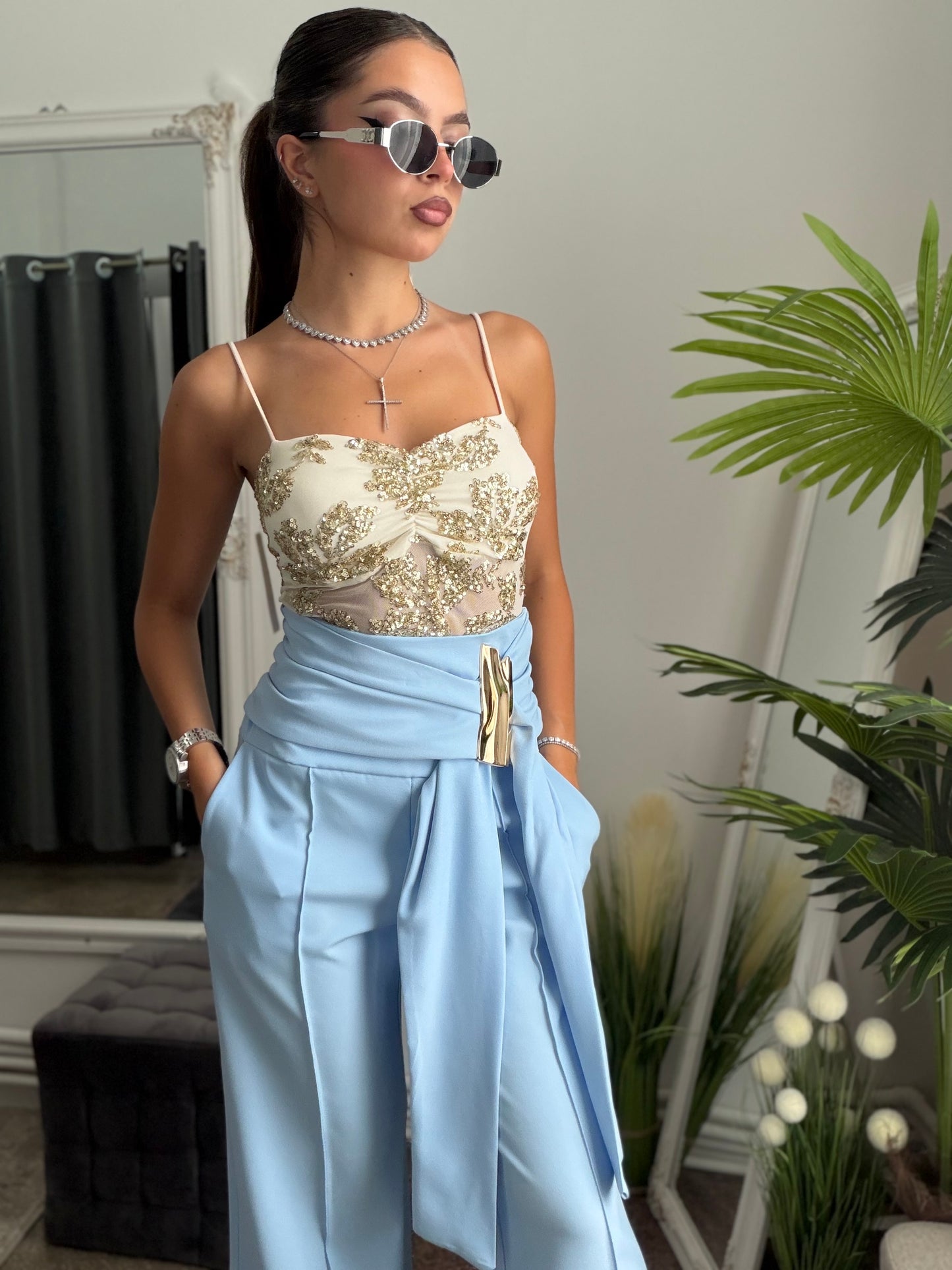 Pantaloni palazzo blue LARA