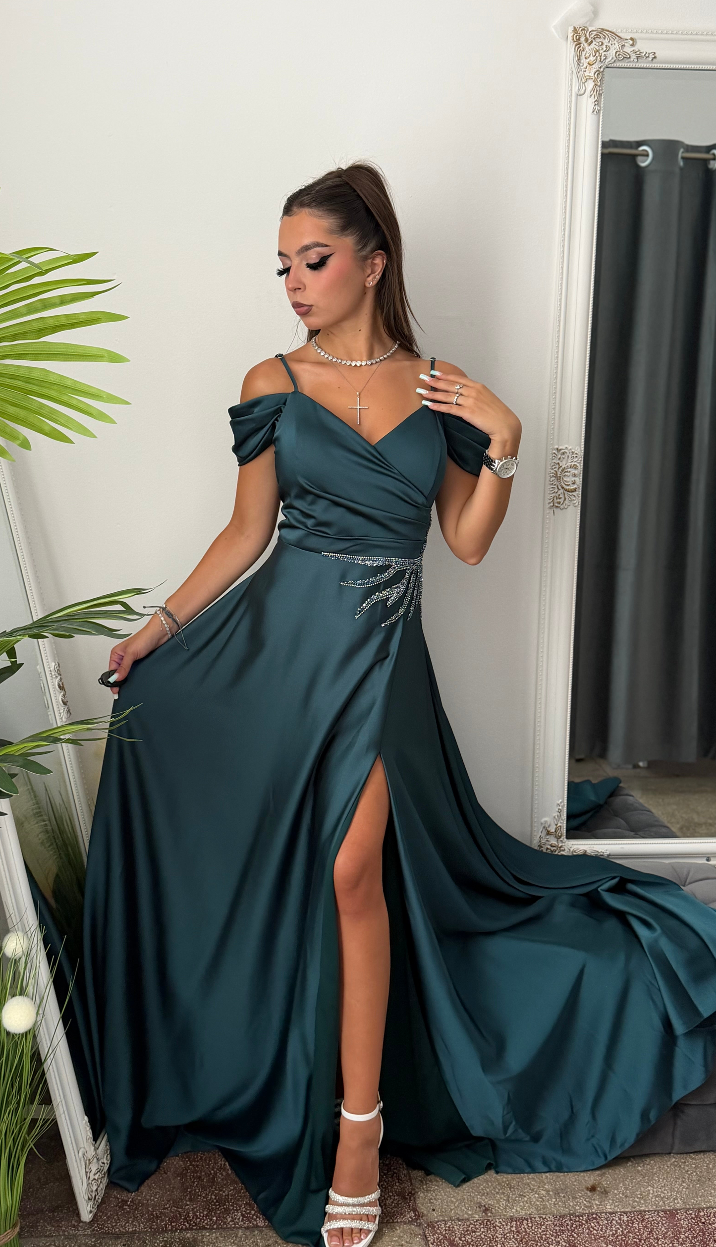 Rochie elegantă turcoaz KARINNA