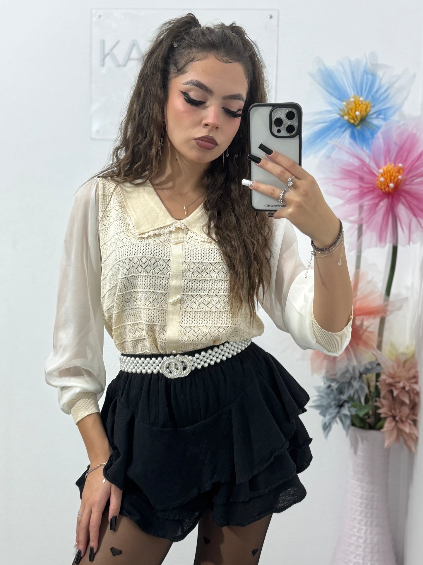 Bluză cu perlute Selena