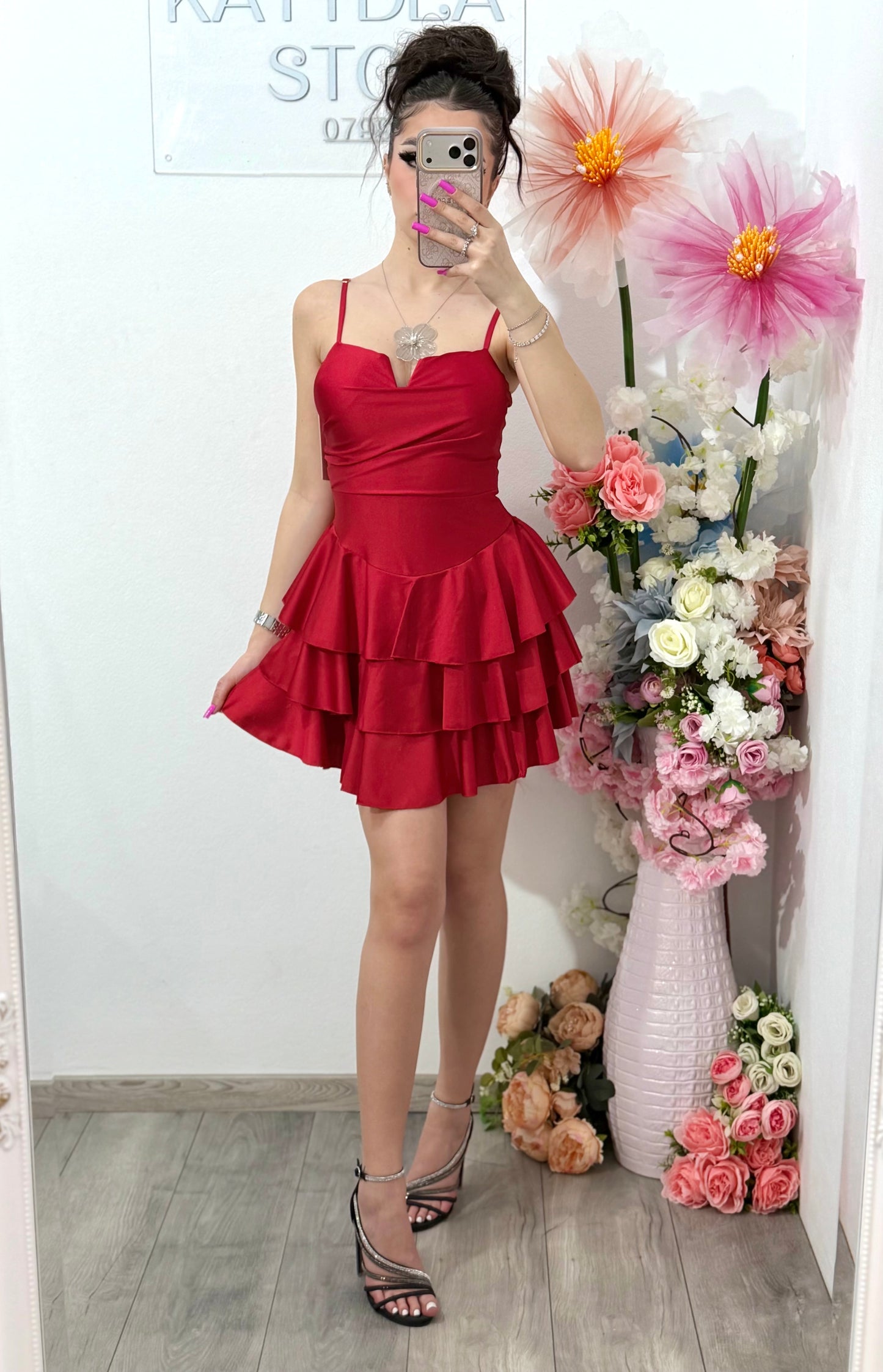 Rochie scurta rosie Sabrina