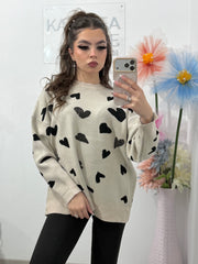 Pulover cu inimioare și cristale HEART