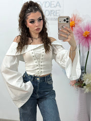Top stil corset alb HERENA