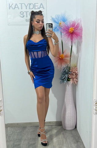 Rochie scurte cu corset albastru electric Annemary