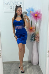 Rochie scurte cu corset albastru electric Annemary