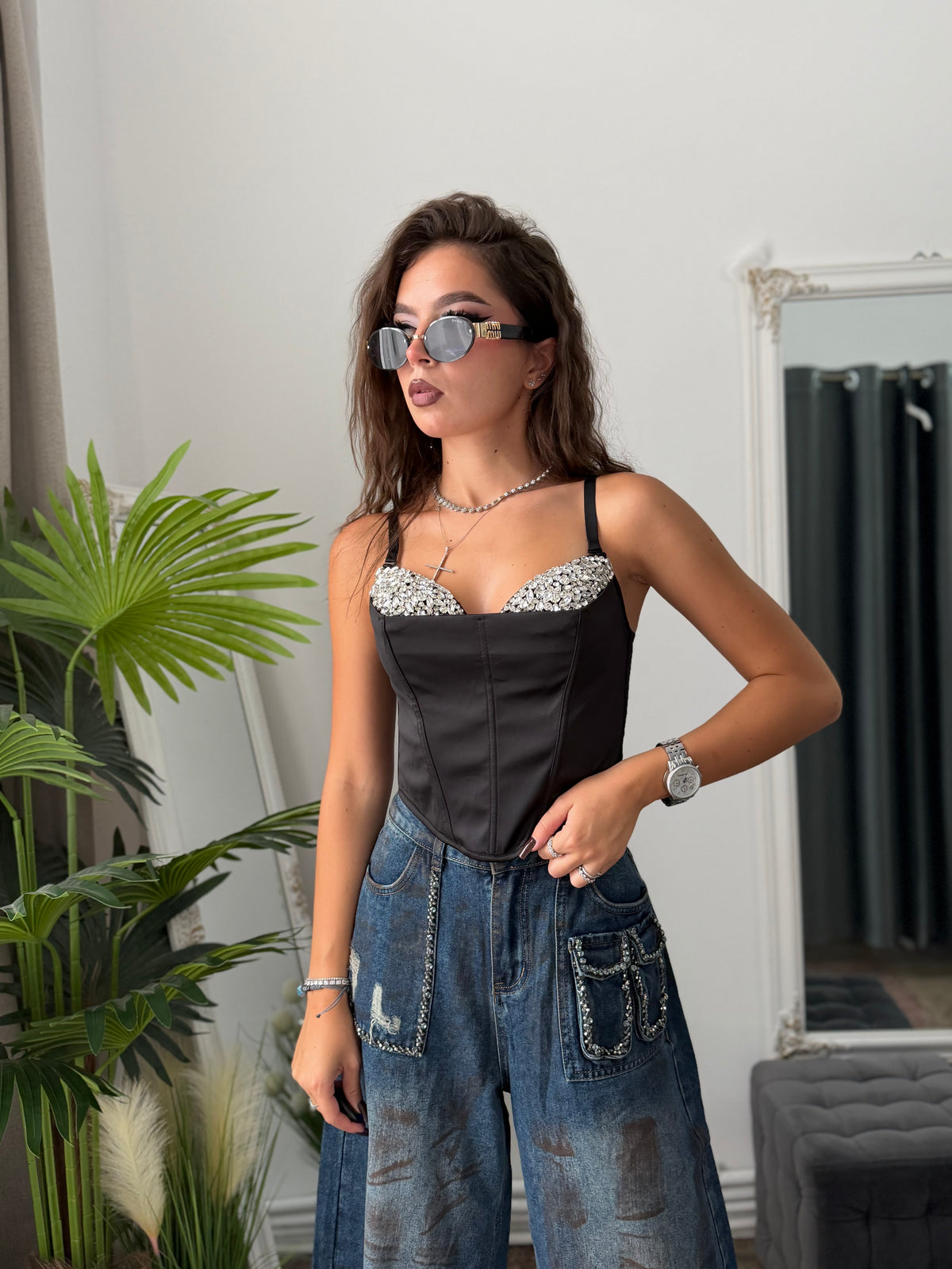 Top tip corset cu cristale luxury