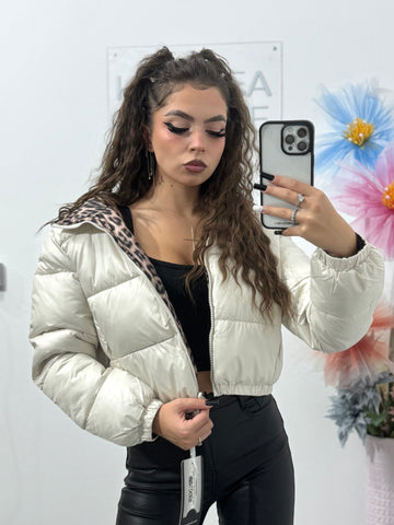 Geacă din fâș cu două fețe bej Dalia