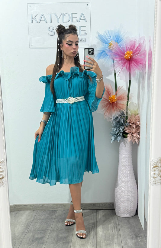 Rochie din voal tip A plisată Maya