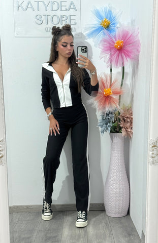 Compleu cu pantaloni evazați negru Maya