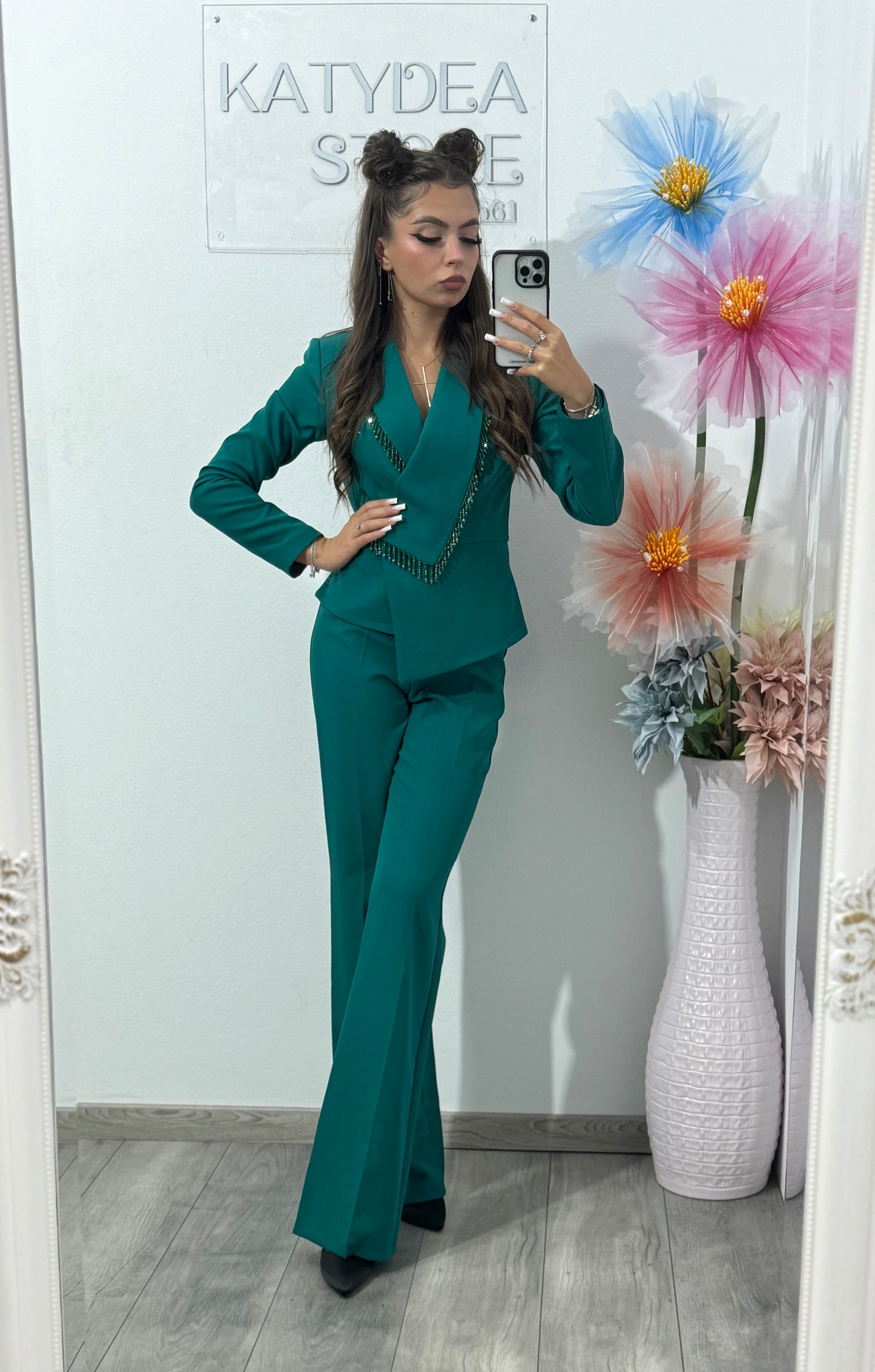 Costum elegant verde Ramona