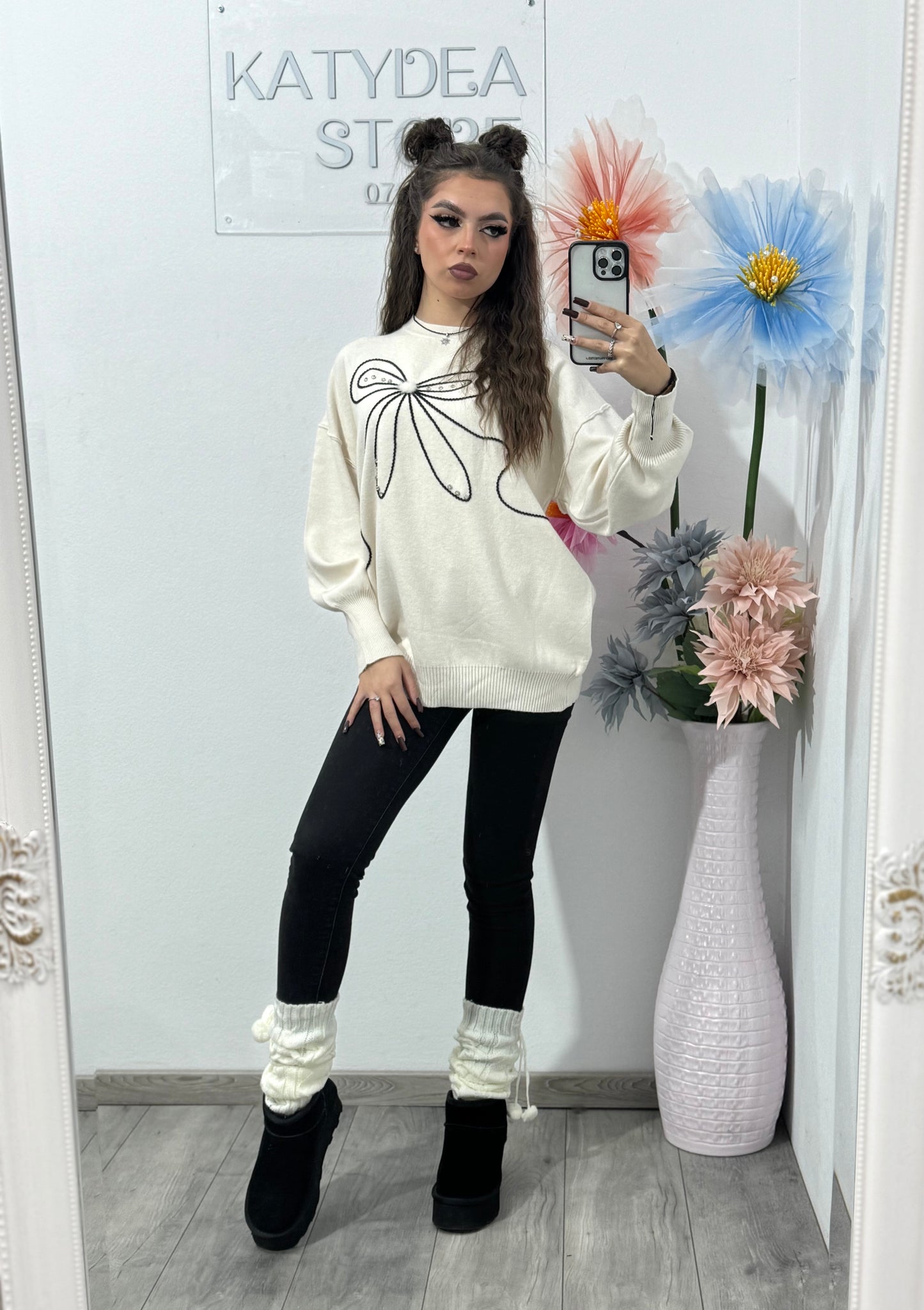 Bluză din tricot cu fundă Georgia