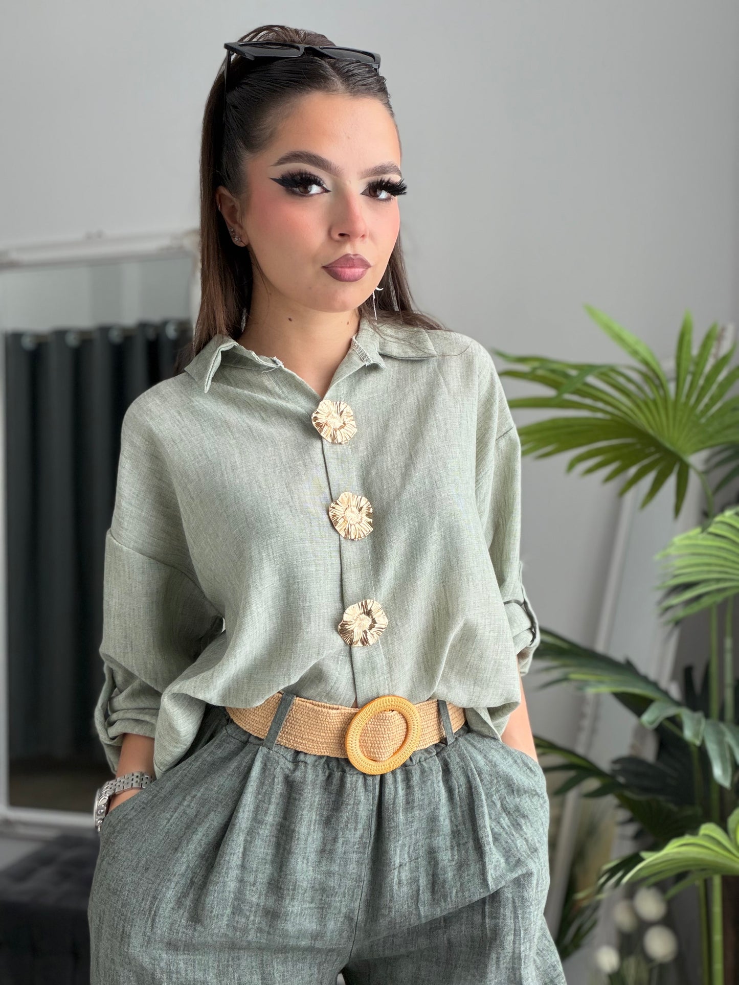 Cămașă din în cu nasturi decorativi ELSA