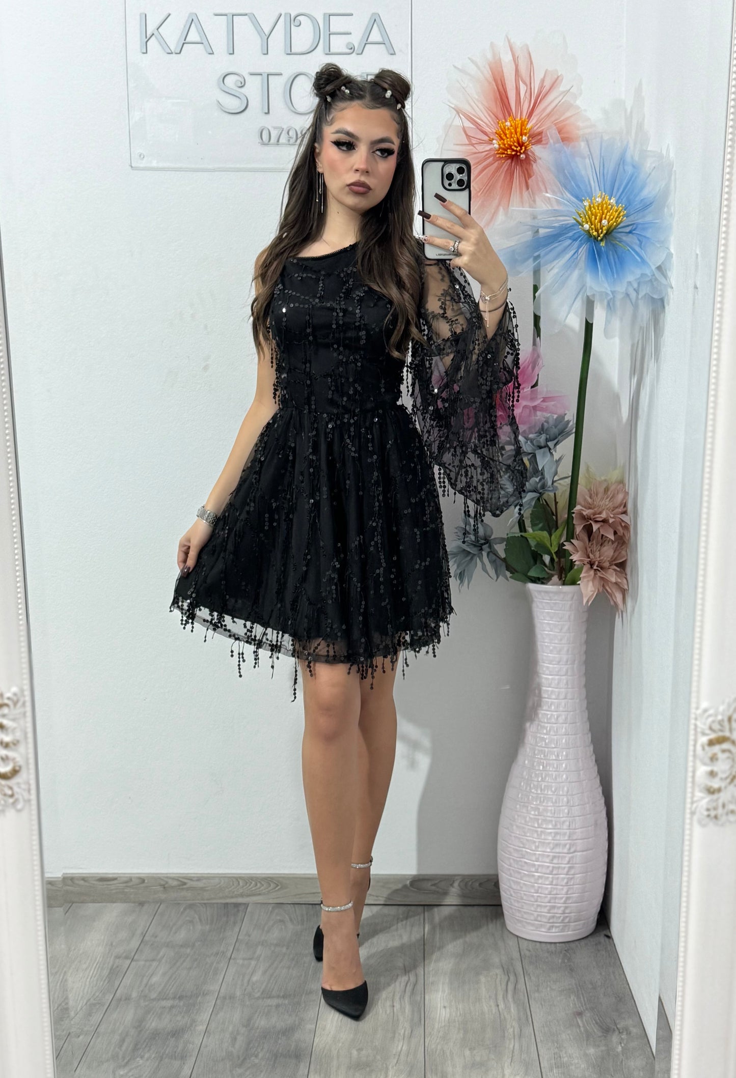 Rochie eleganta cu paiete negre Michelle