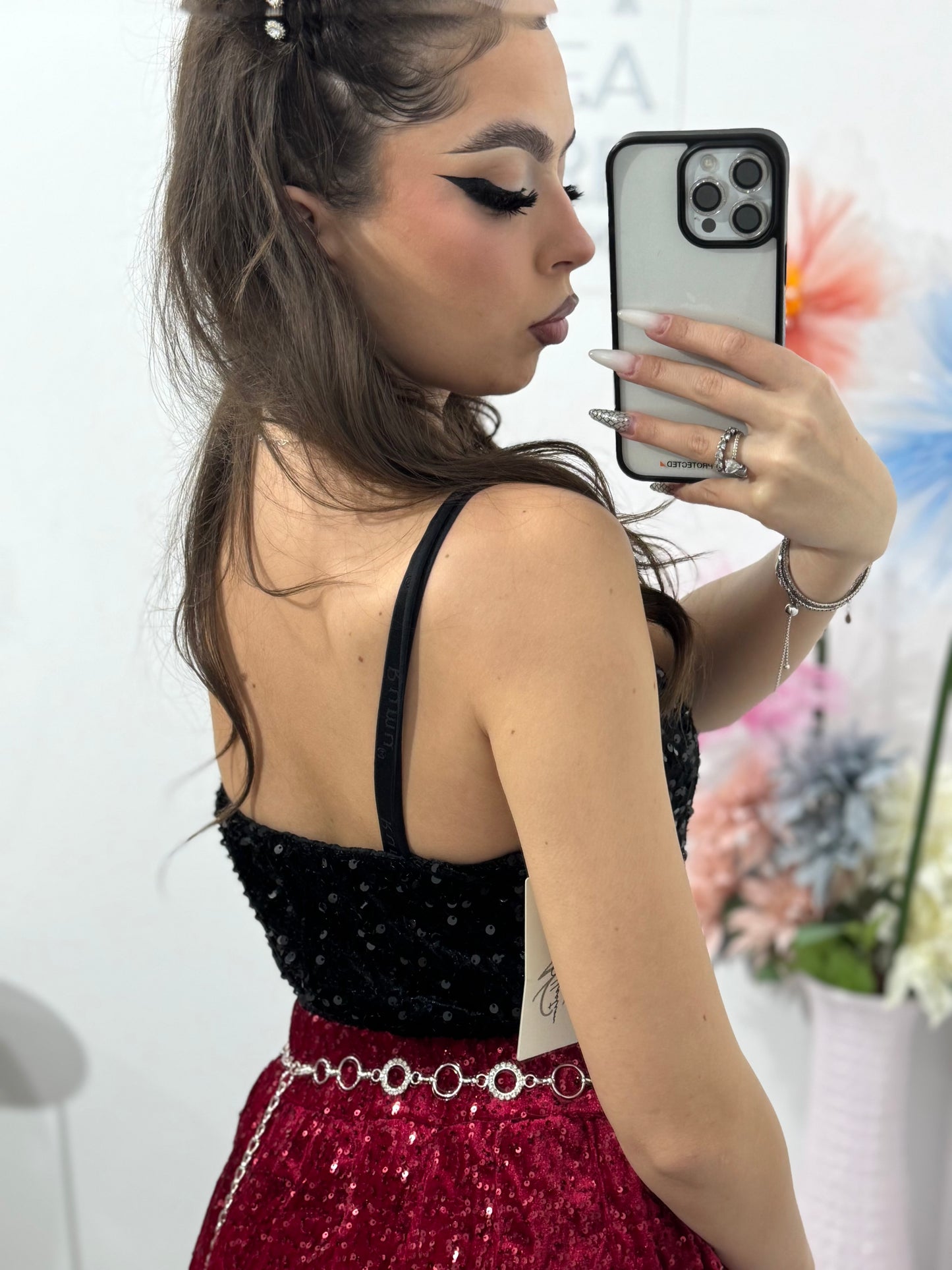 Maieu din catifea & paiete FIRUZE