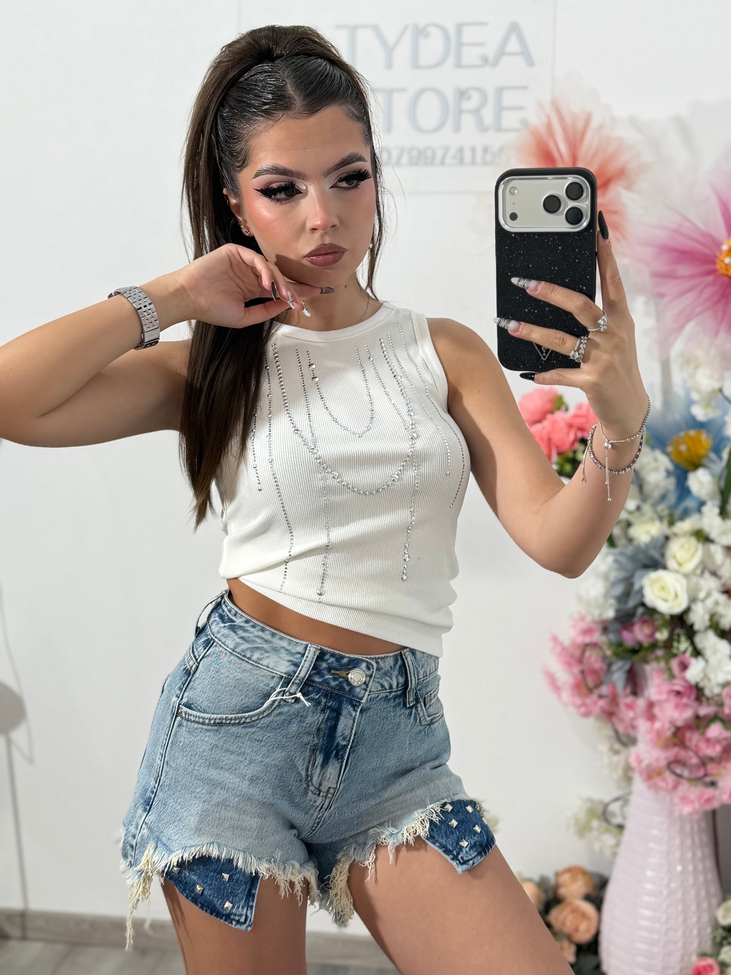 Pantaloni scurți din denim ALINNE
