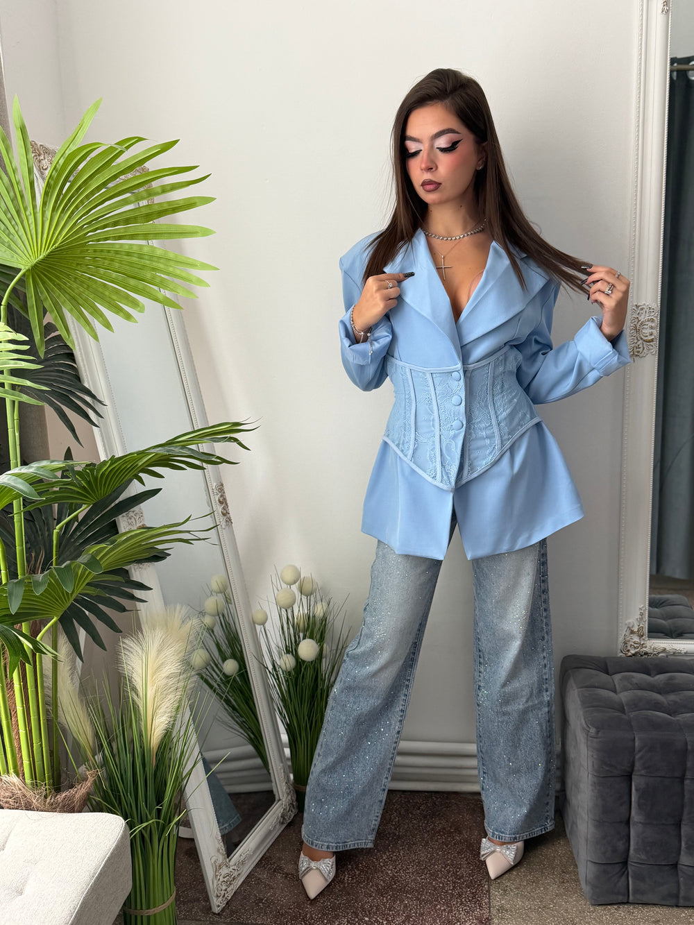Sacou cu corset blue PRINCESS