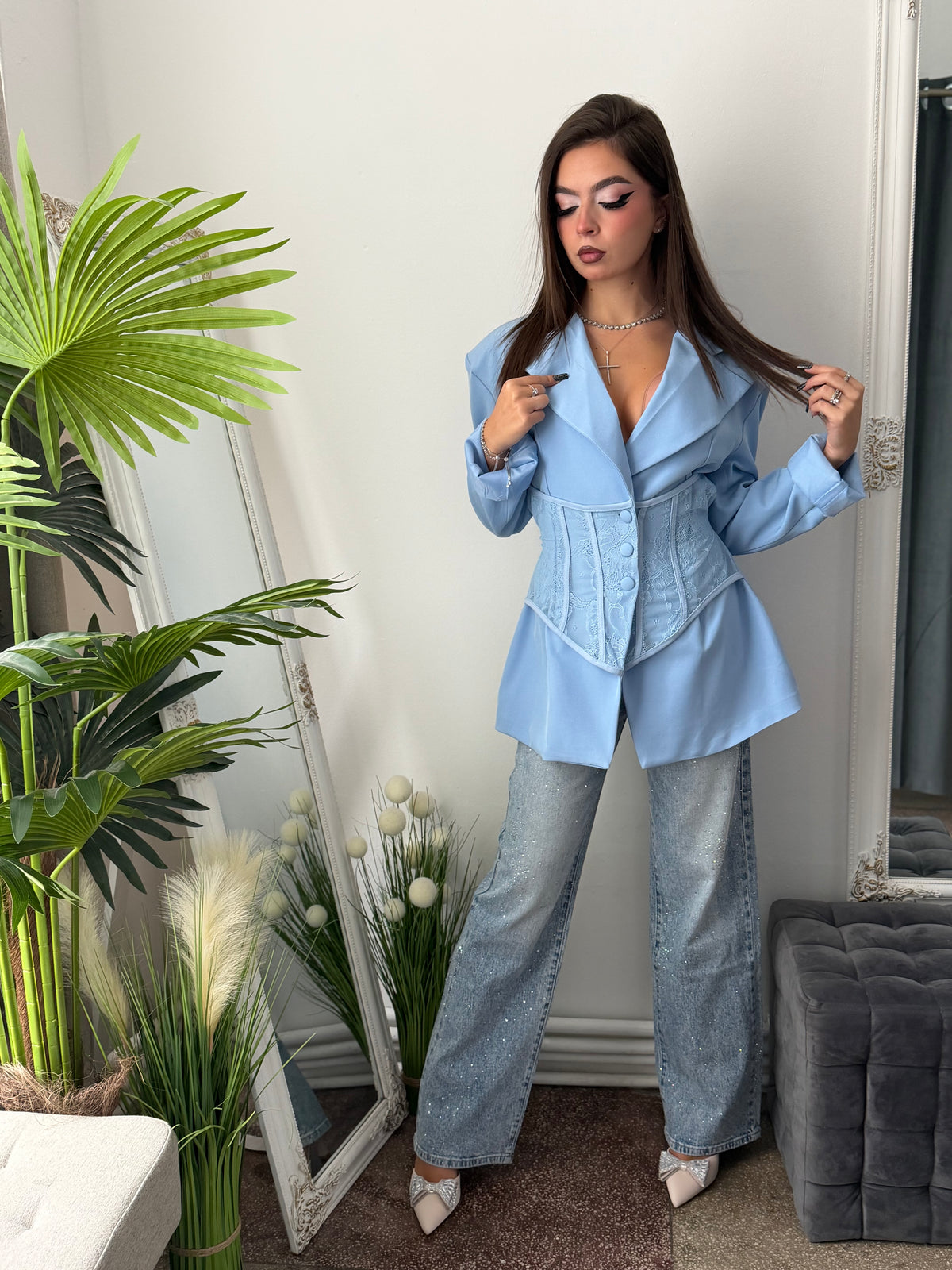 Sacou cu corset blue PRINCESS