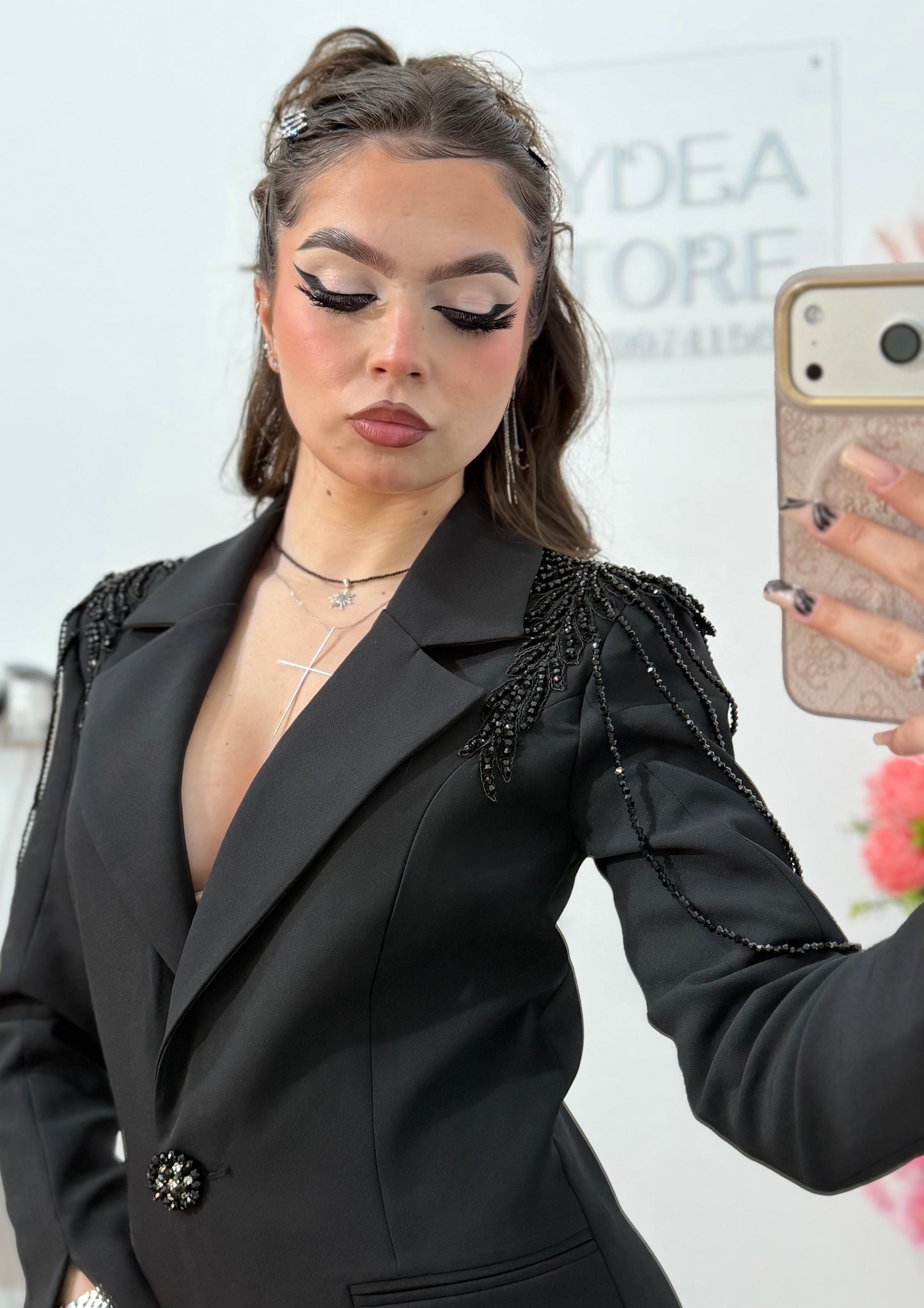 Compleu elegant cu detalii luxuriante negru MAYA