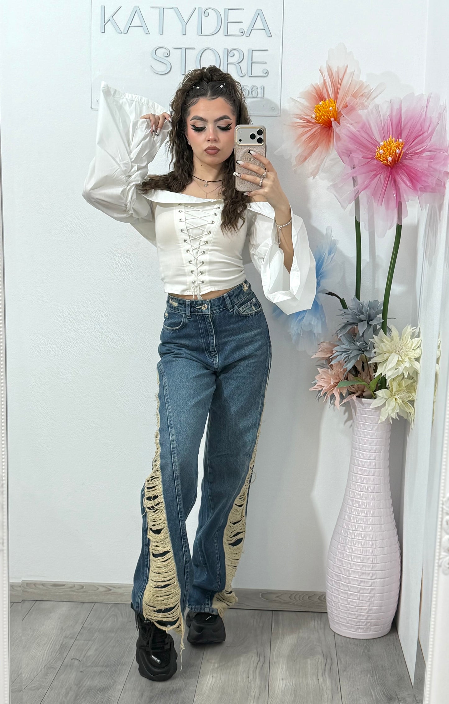 Jeans WideLeg cu rupturi ANDREEA