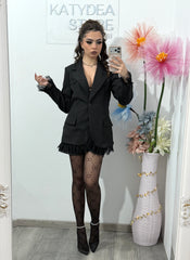 Sacou elegant cu dantelă negru HELENA