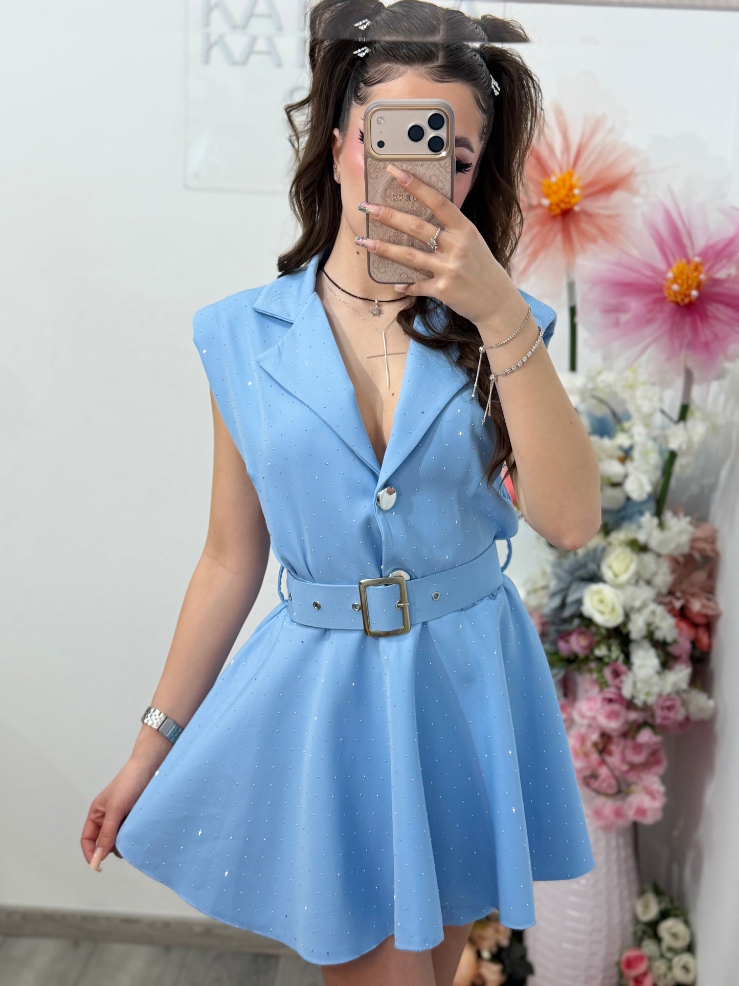 Salopetă elegantă cu cristale blue Elissa