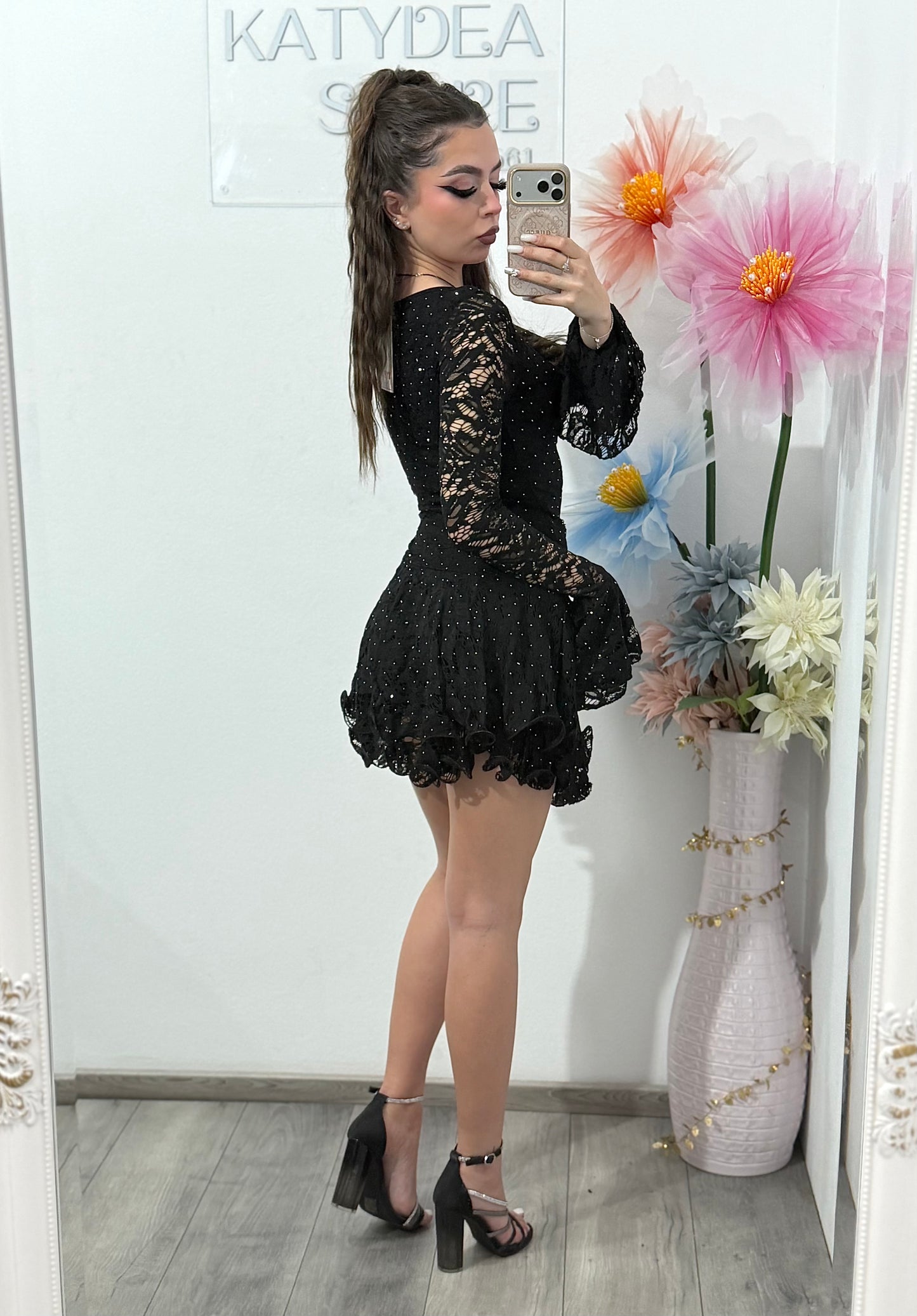 Salopetă din dantelă cu cristale ștanțate ALIS