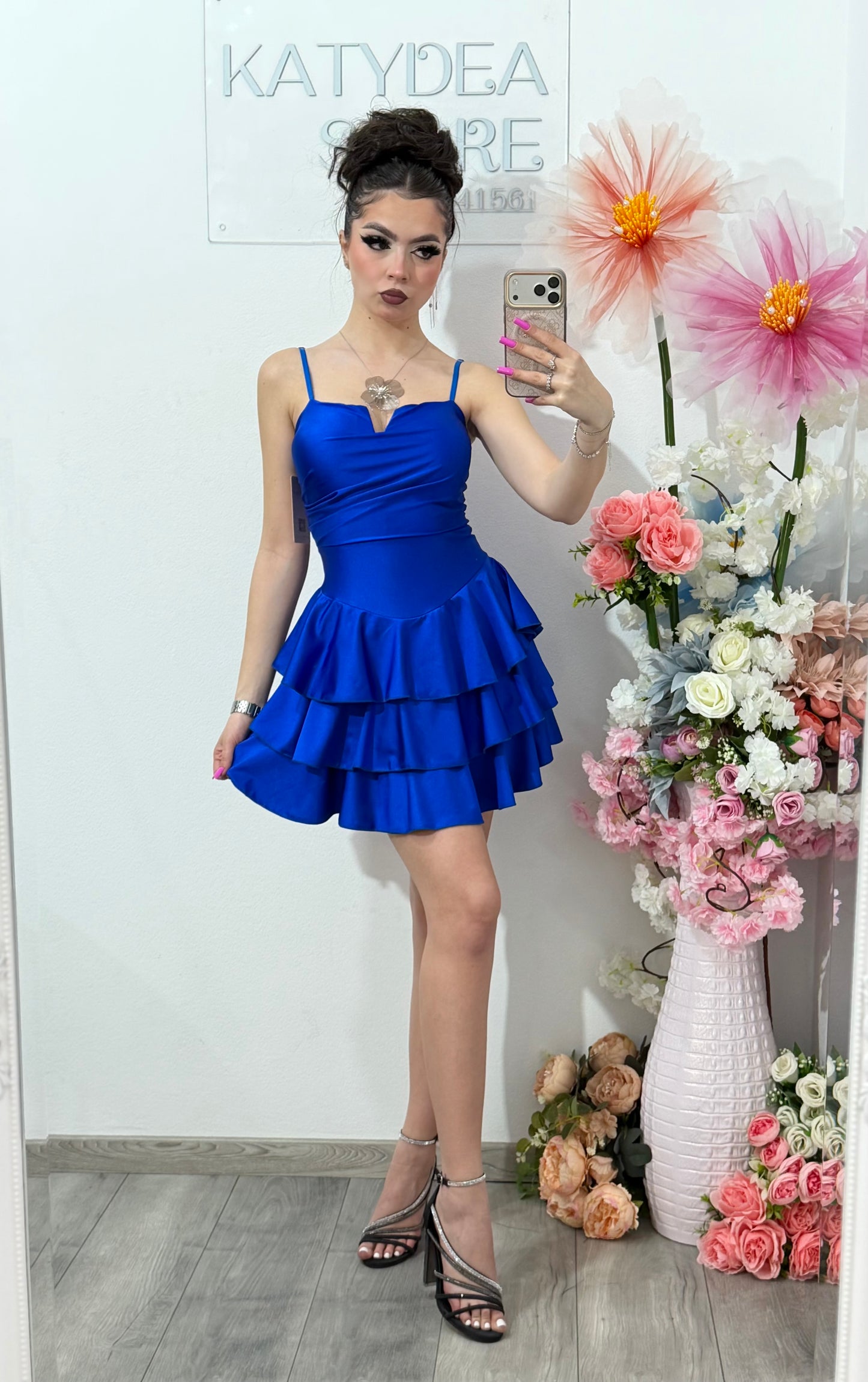 Rochie scurta albastru electric Sabrina
