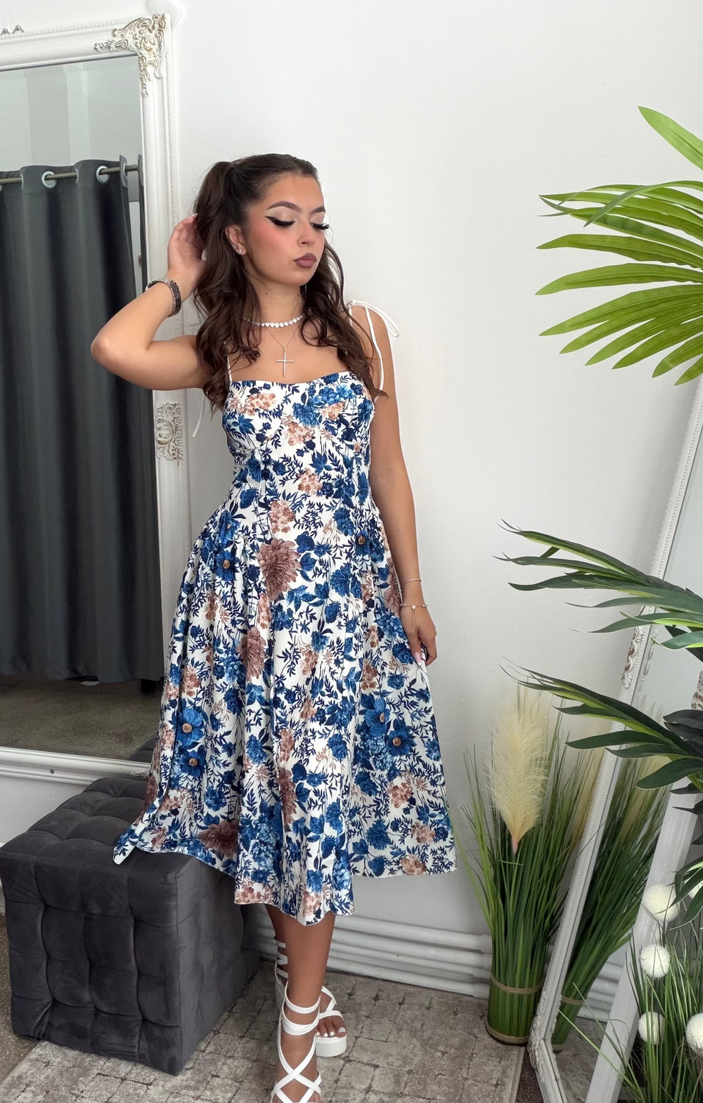 Rochie midi bleumarin VERA