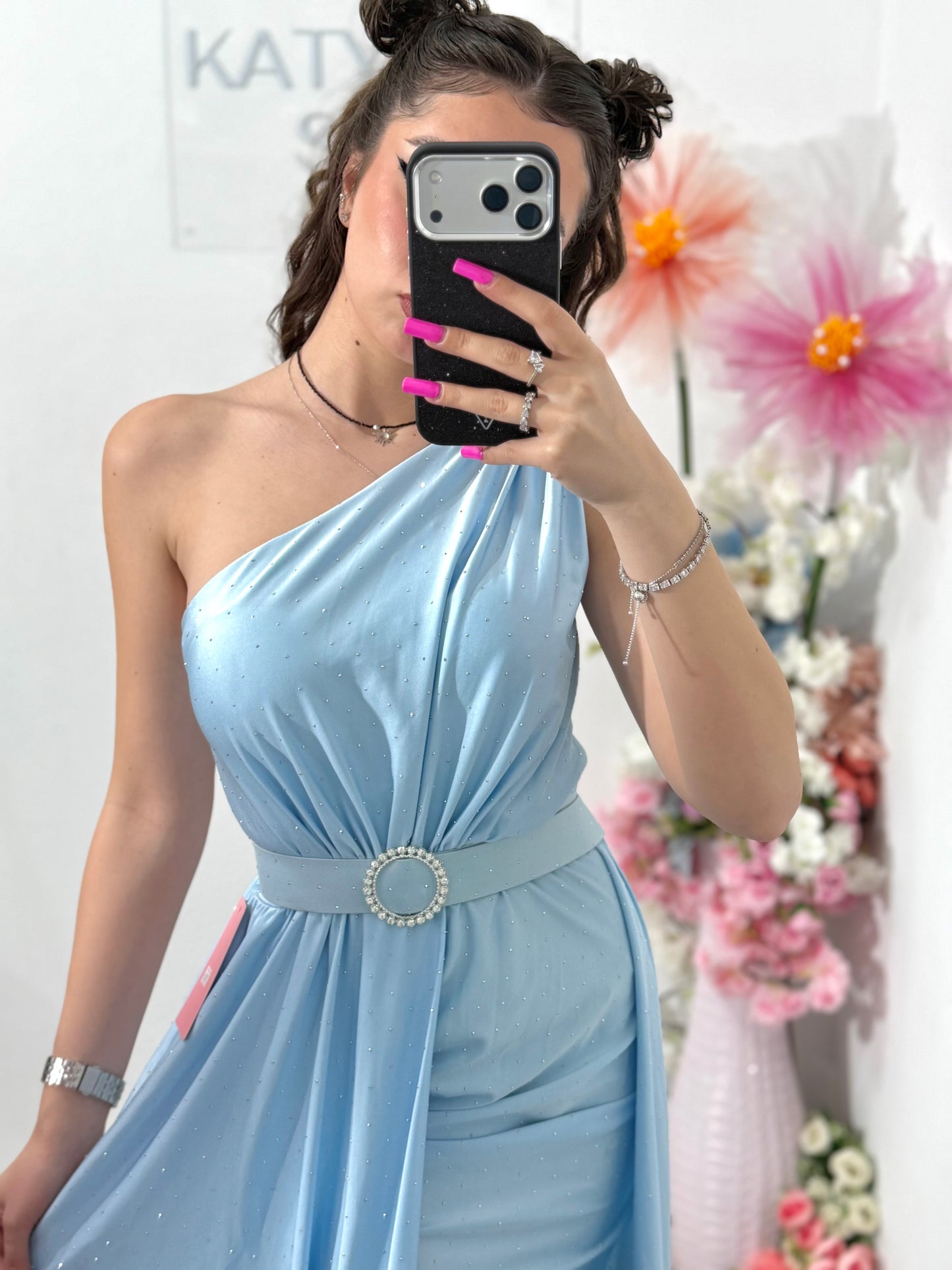 Rochie elegantă cu cristale albastru deschis Cleopatra