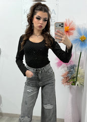 Bluză neagra cu cristale SARA