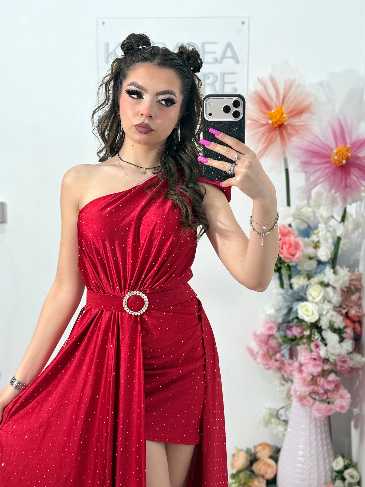 Rochie elegantă cu cristale rosie Cleopatra