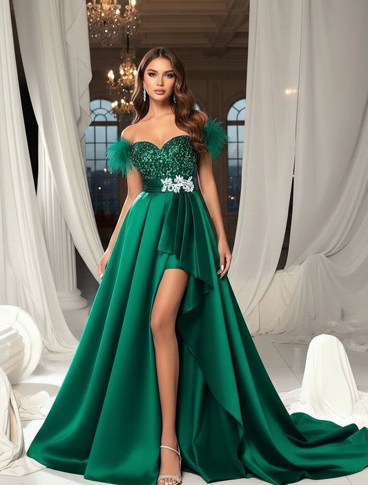 Rochie lunga verde cu paiete Pinko