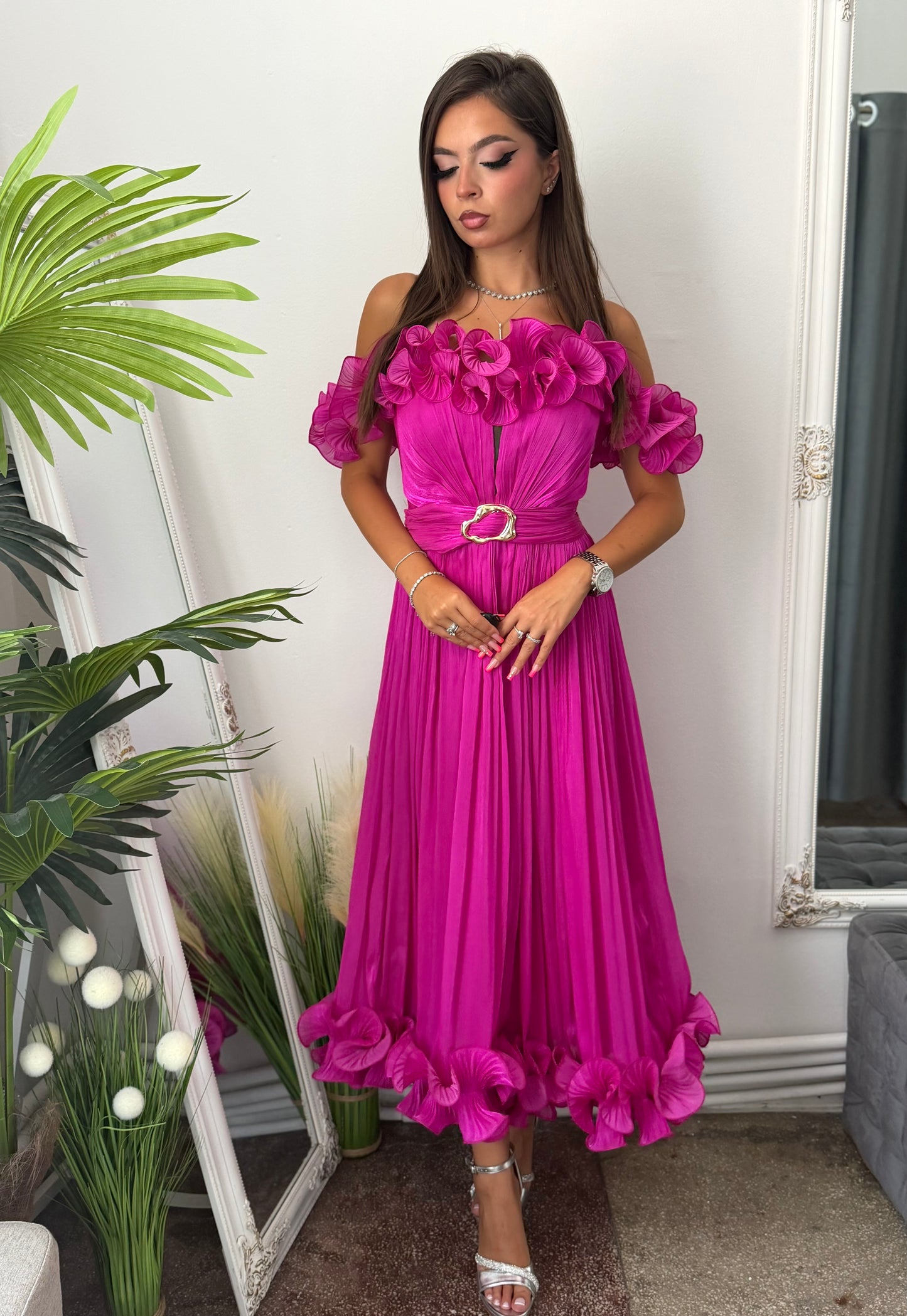 Rochie eleganta fucsia Paulinne