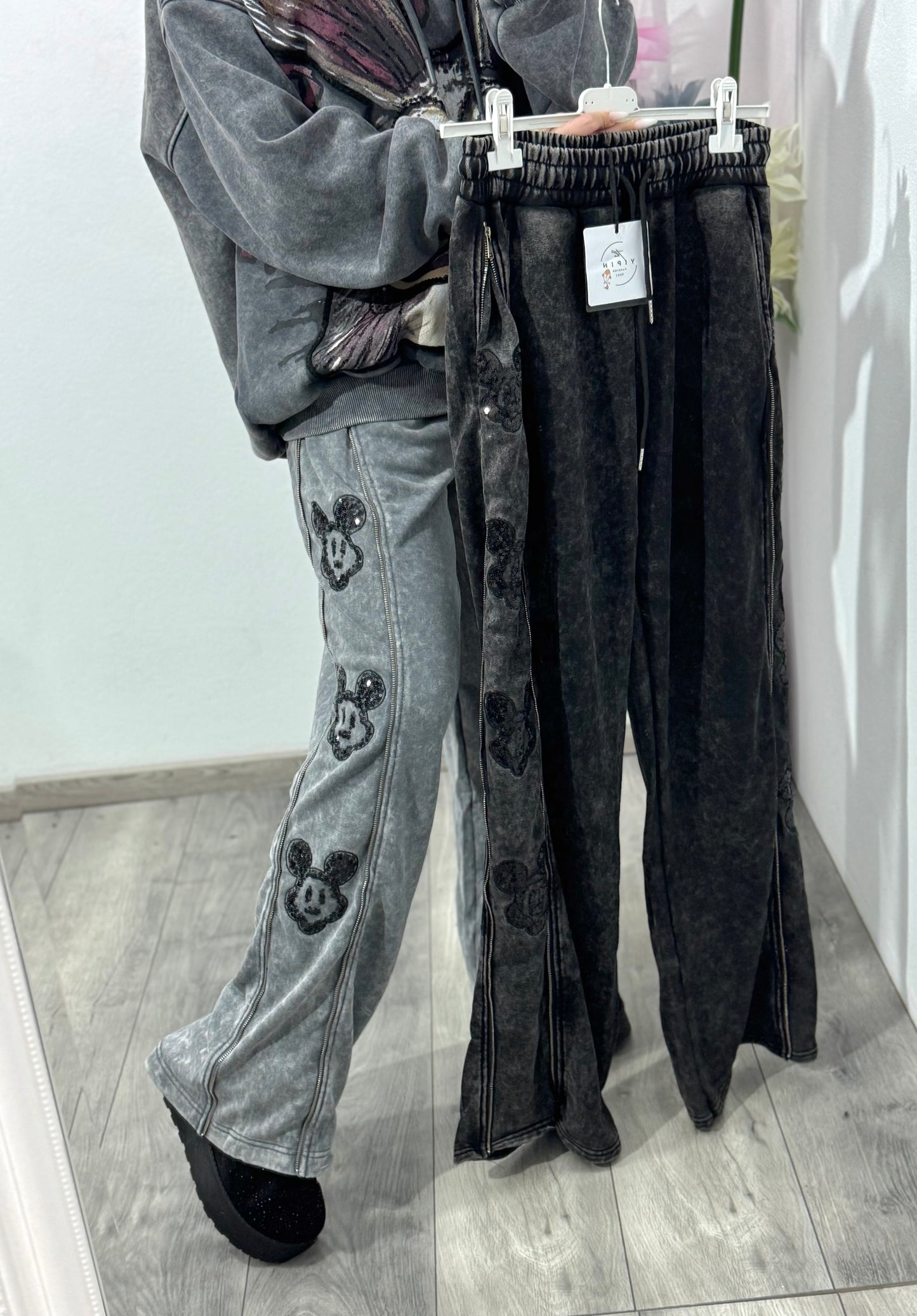 Pantaloni evazați cu fermoar KOREA MIKI