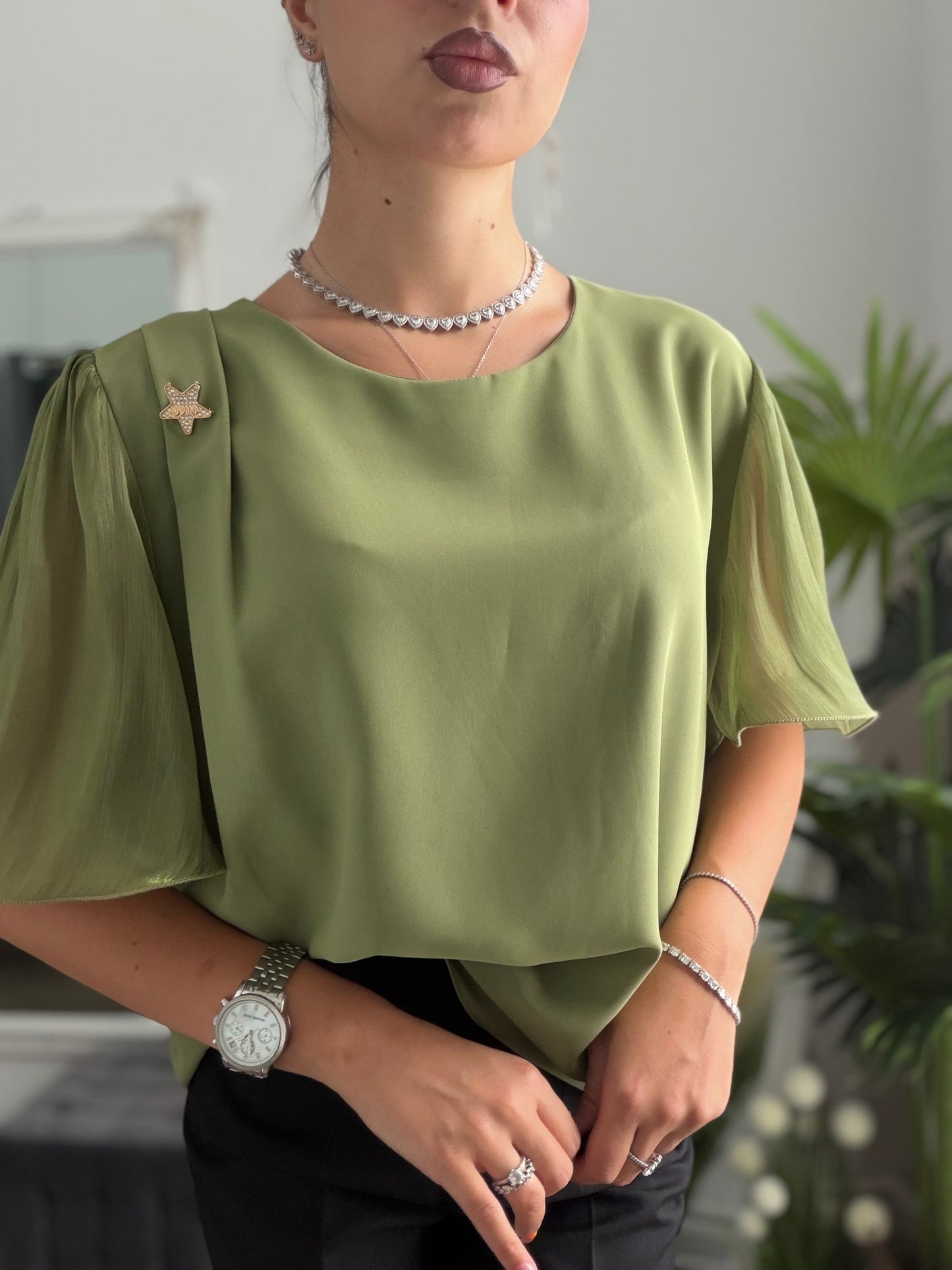 Cămașă elegantă vernil ANTONIA