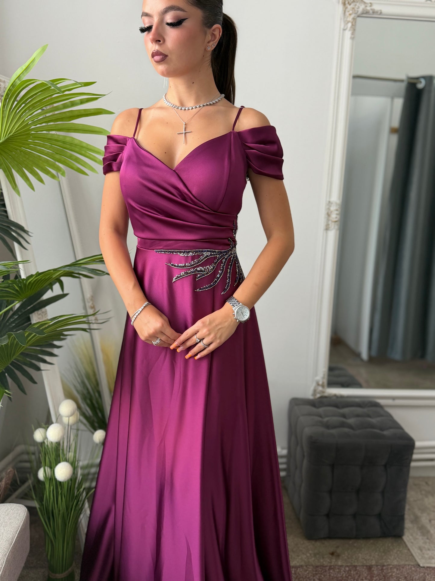 Rochie elegantă prună KARINNA
