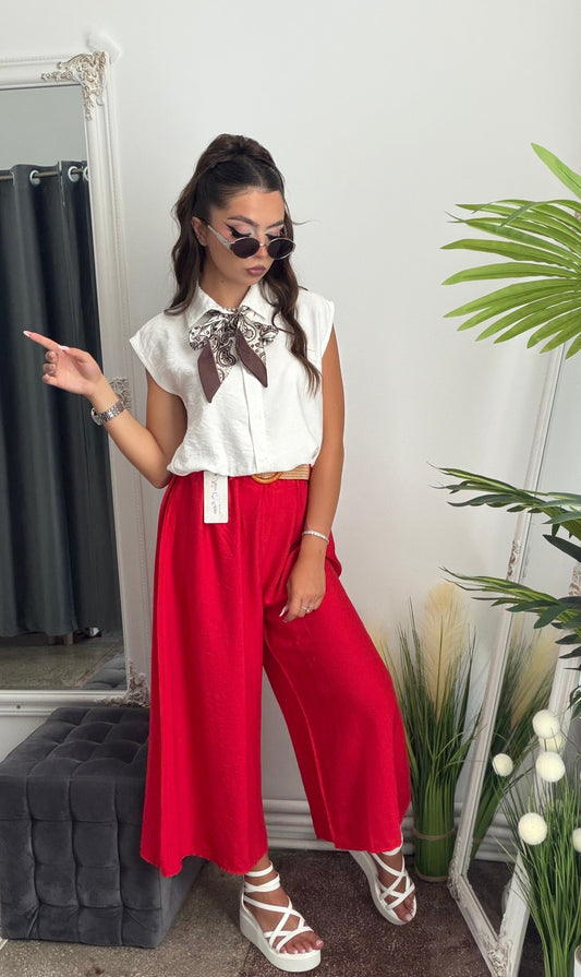 Pantaloni de vară 3/4 roșii JULIA