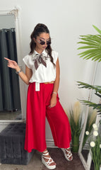 Pantaloni de vară 3/4 roșii JULIA