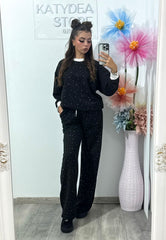 Compleu sport negru cu cristale MIUMIN