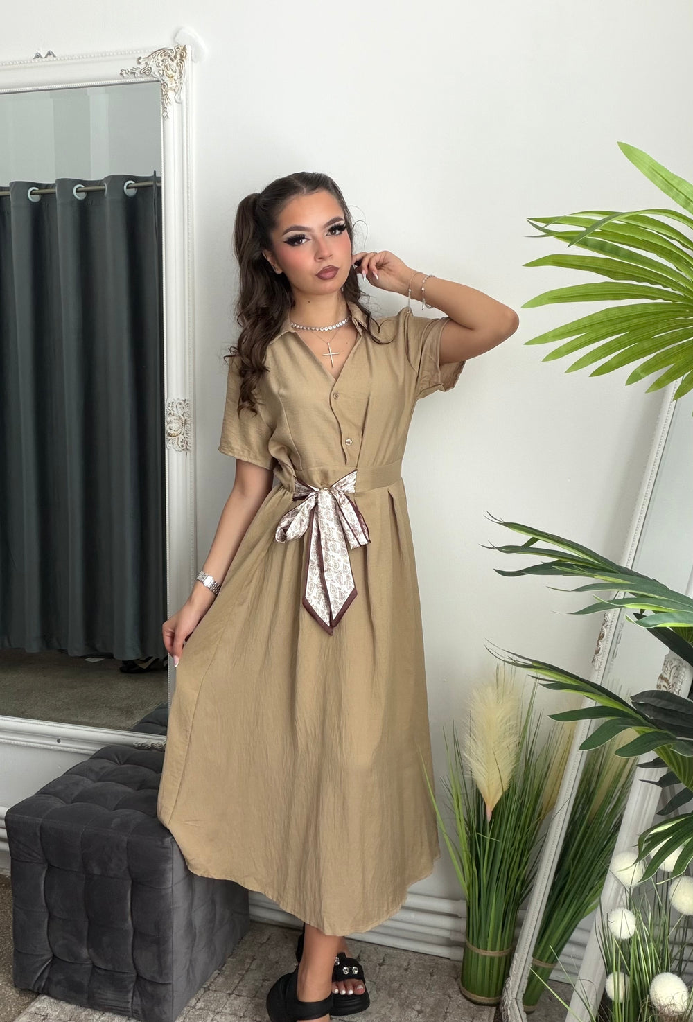 Rochie midi din în TONY bej
