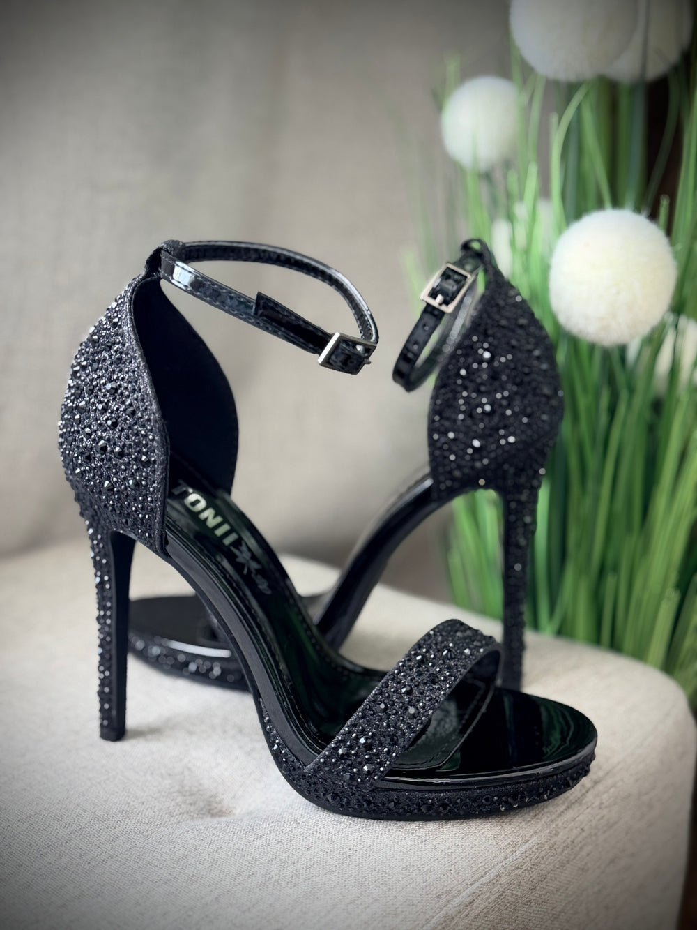 Sandale negre full cristale PRINCESS